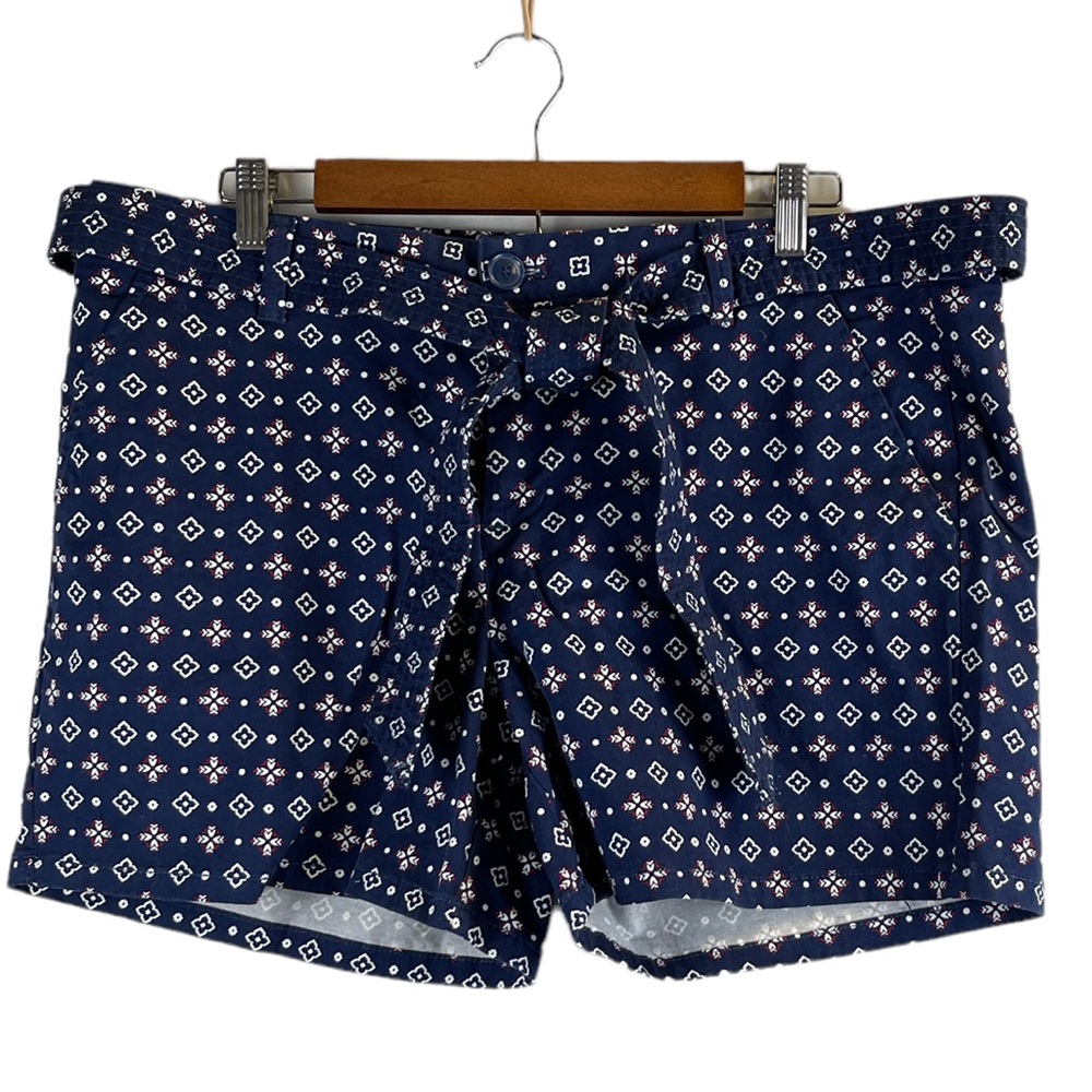 Liz Claiborne blue red white shorts tie belt 14 NWT 4th July pockets